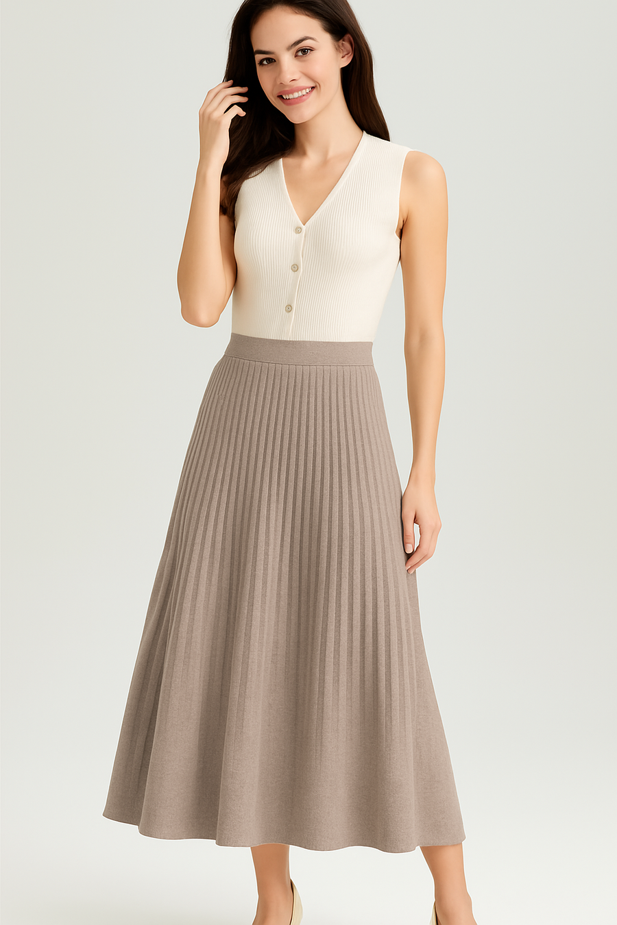 HEAVY KNIT FLARED KNIT SKIRT