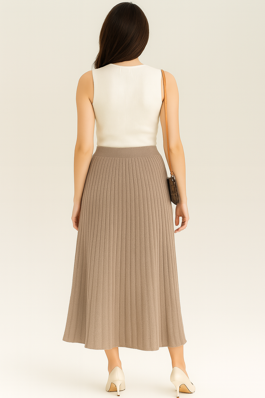 PREMIUM KNIT SKIRT WITH ELASTICATED WAIST IN PLEAT DESIGN