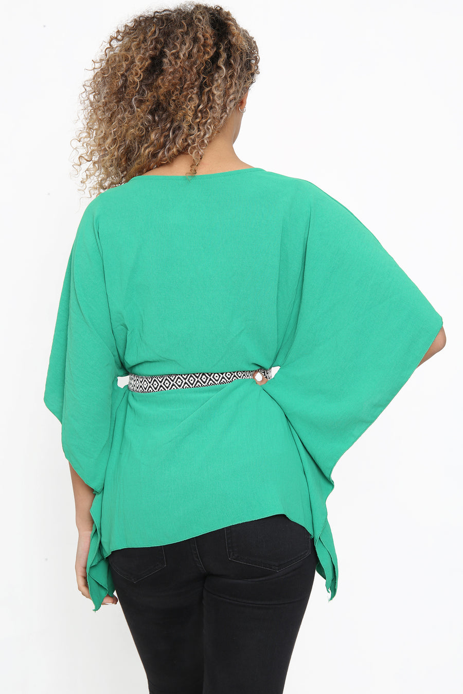 Lightweight batwing top with round neck