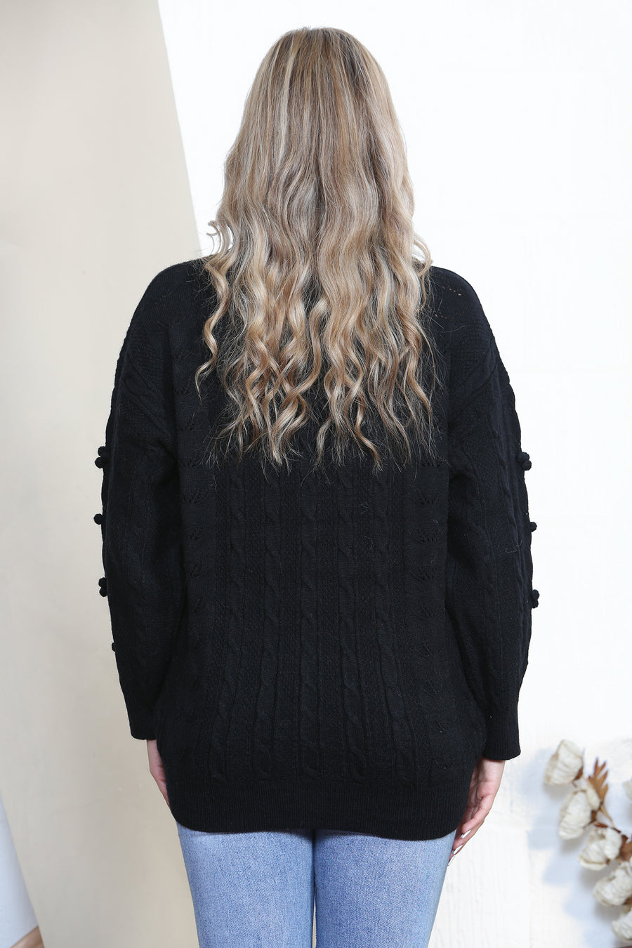 Black warm button up cardigan