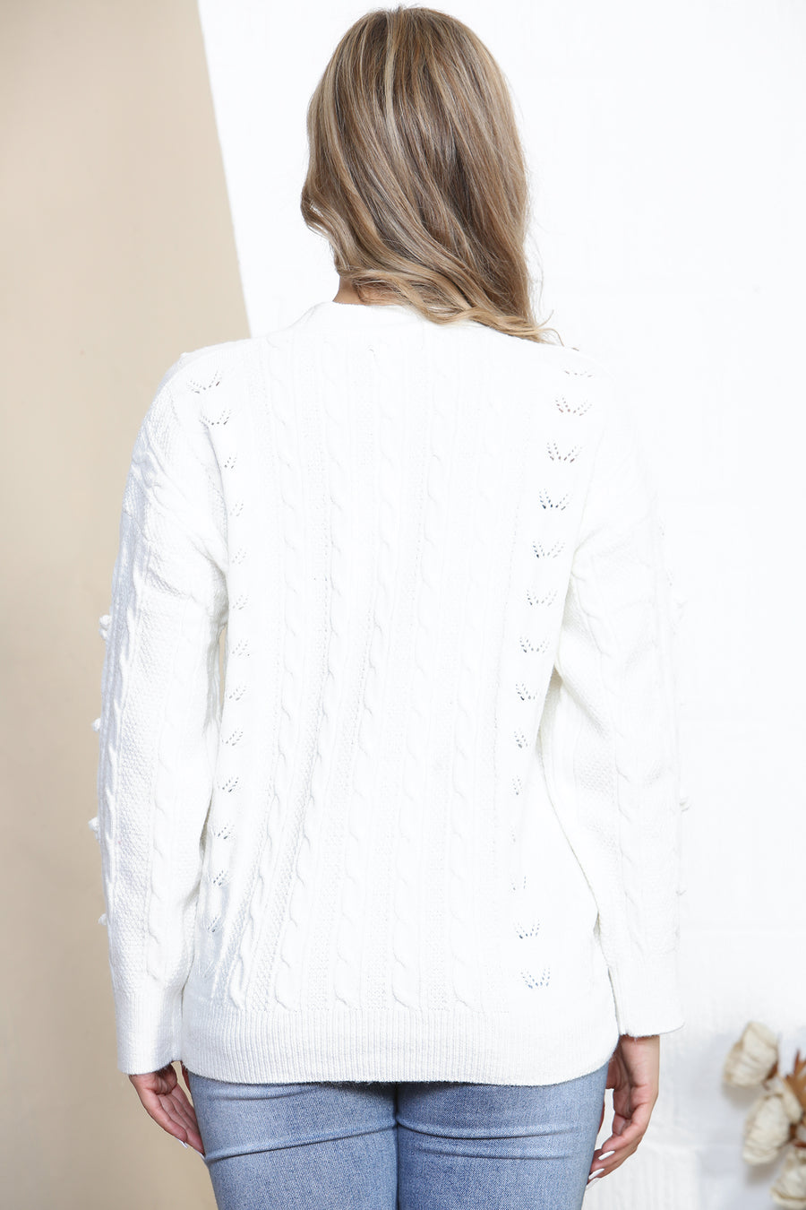 White warm button up cardigan