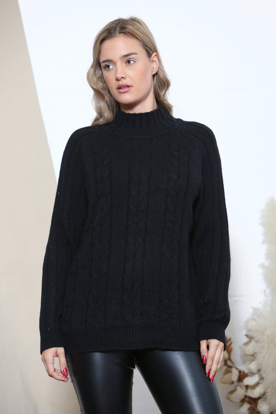 High neck knit jumper