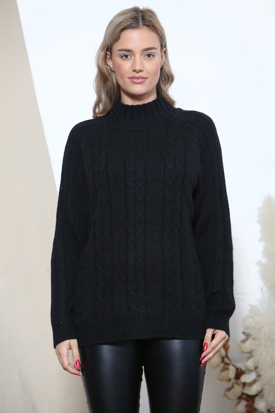 High neck knit jumper